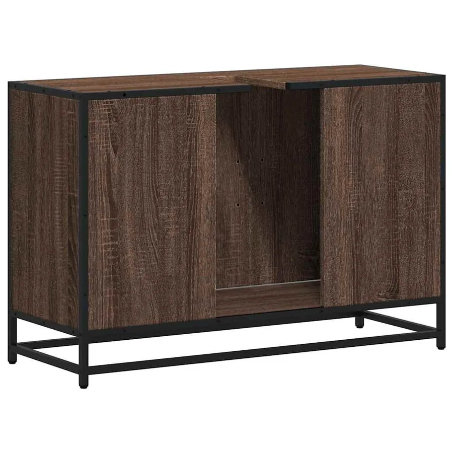 Armoire de lavabo de salle de bain chêne marron 90x33x60 cm - 7