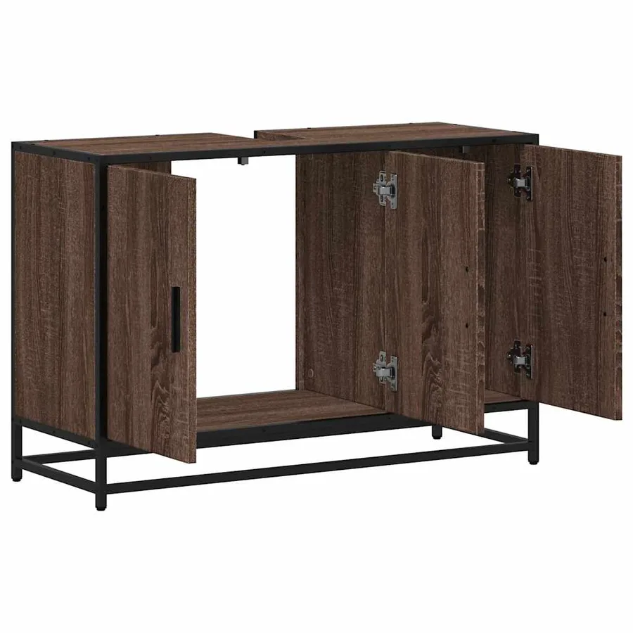 Armoire de lavabo de salle de bain chêne marron 90x33x60 cm - 8