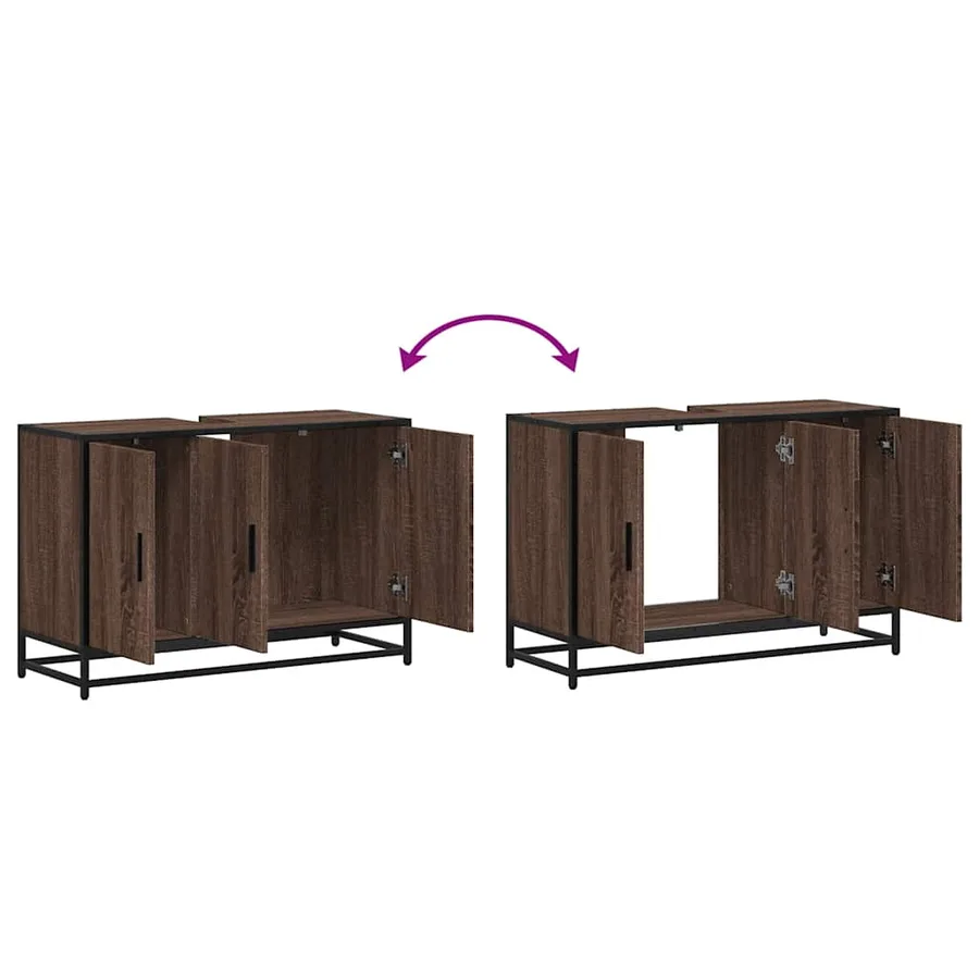 Armoire de lavabo de salle de bain chêne marron 90x33x60 cm - 9