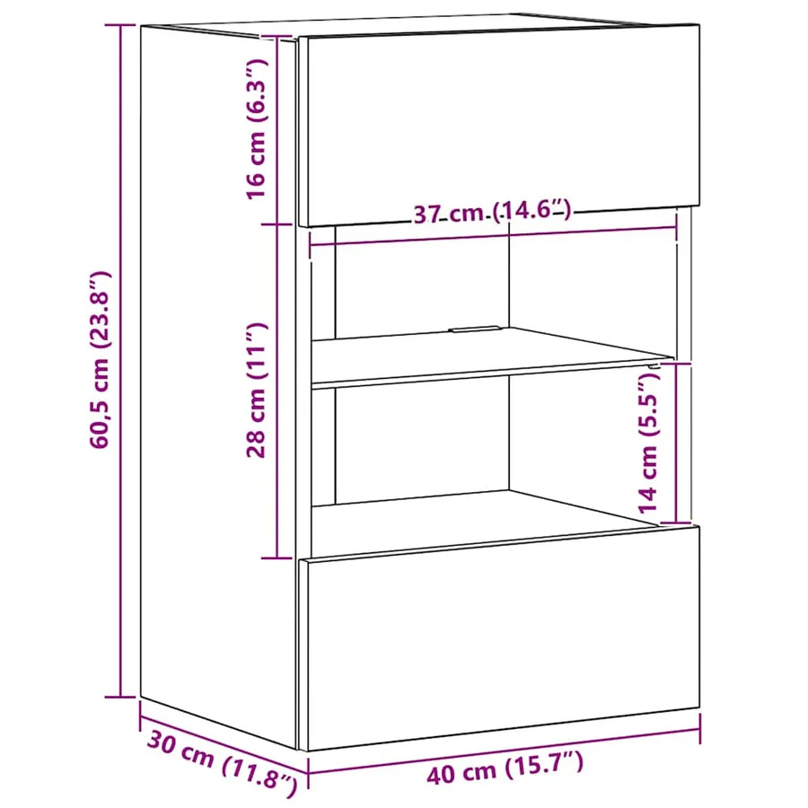 Meubles muraux avec lumières LED pour TV 2 pcs chêne artisanal - 15