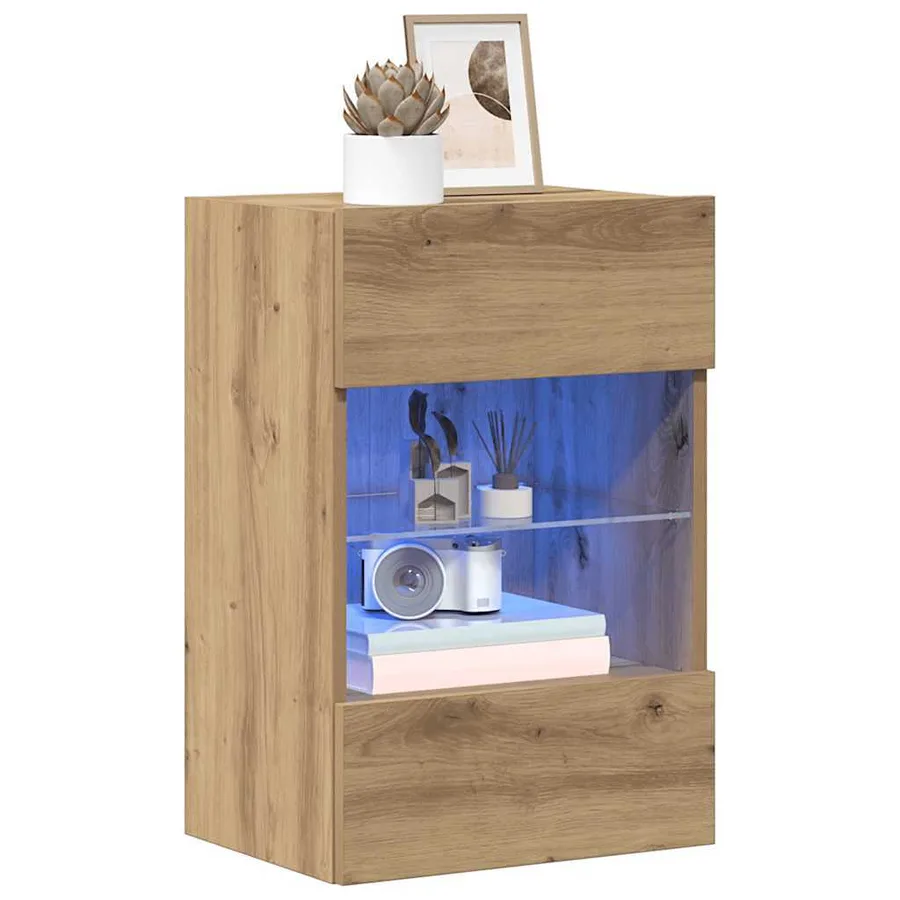 Meubles muraux avec lumières LED pour TV 2 pcs chêne artisanal - 4