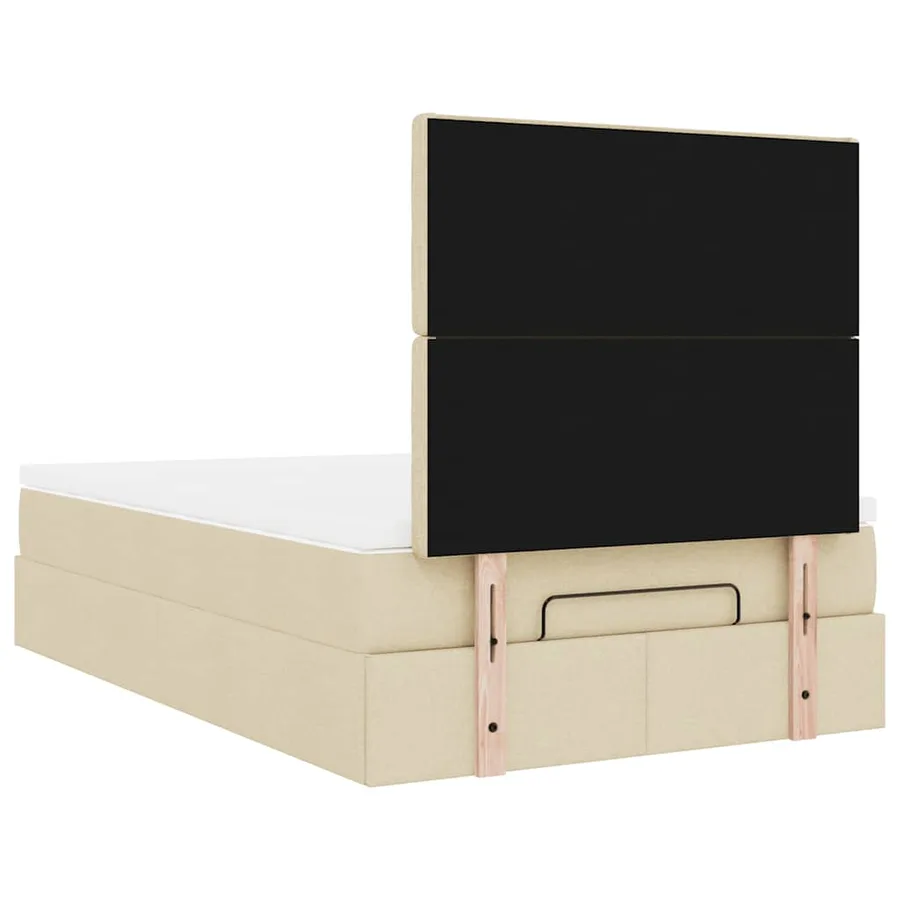 Cadre de lit ottoman avec matelas crème 120x200cm tissu - 11