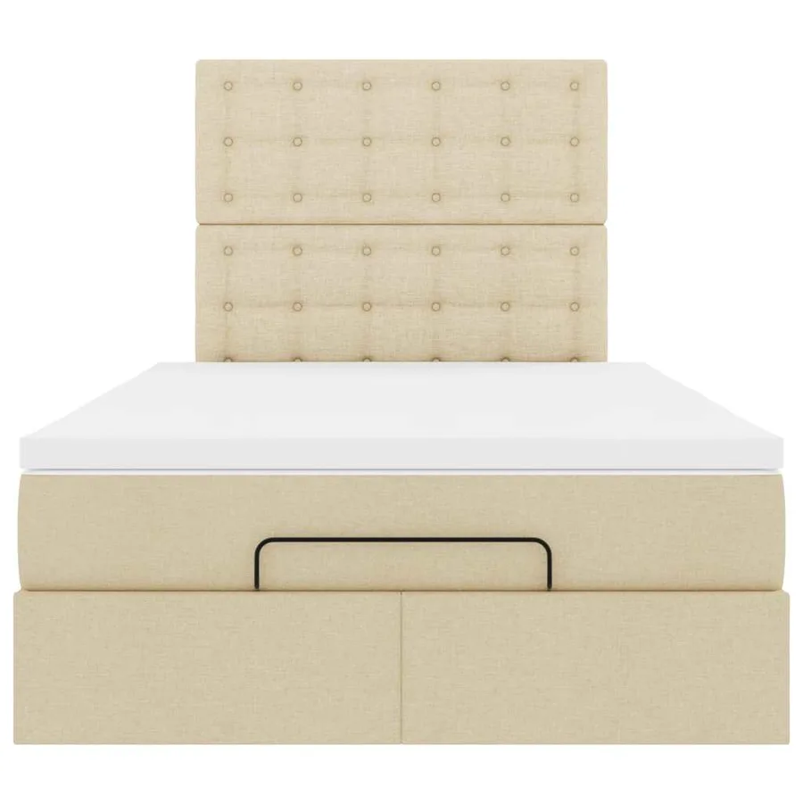 Cadre de lit ottoman avec matelas crème 120x200cm tissu - 7