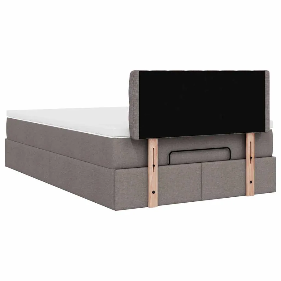 Cadre de lit ottoman avec matelas taupe 120x200 cm tissu - 11