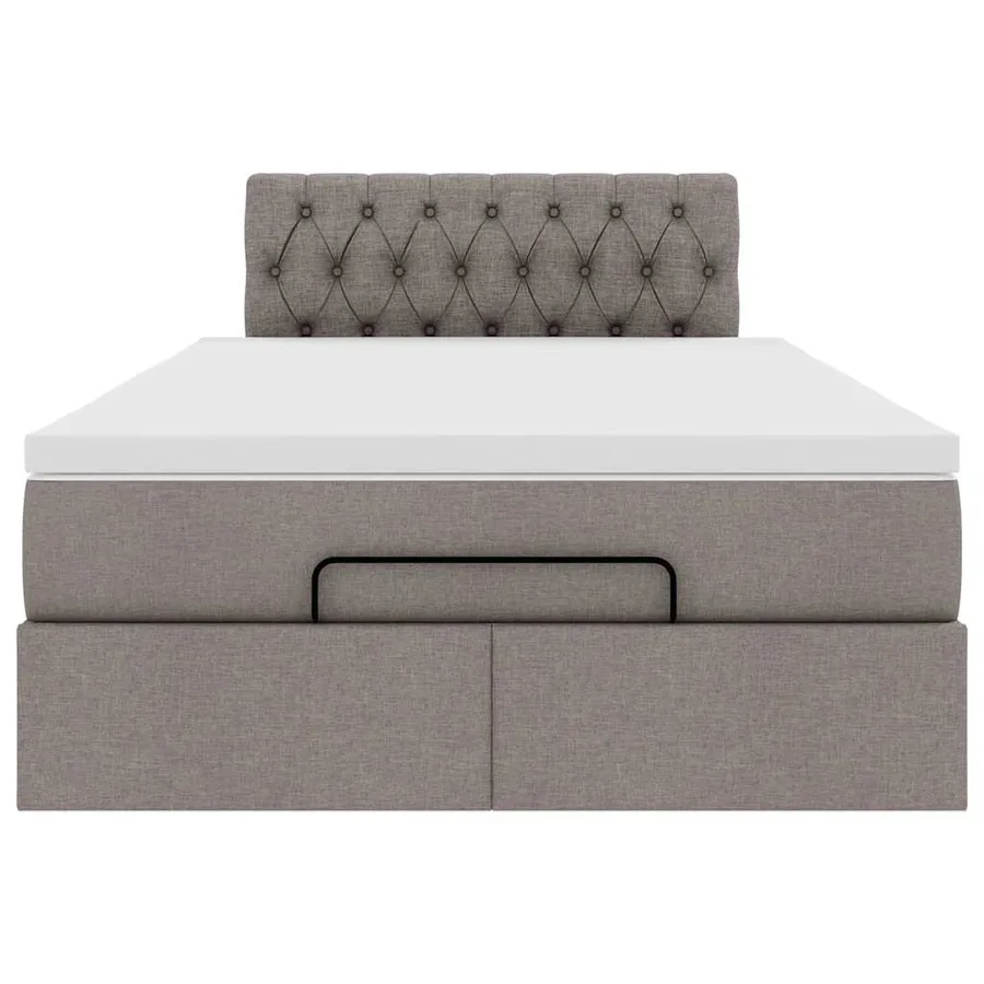 Cadre de lit ottoman avec matelas taupe 120x200 cm tissu - 7