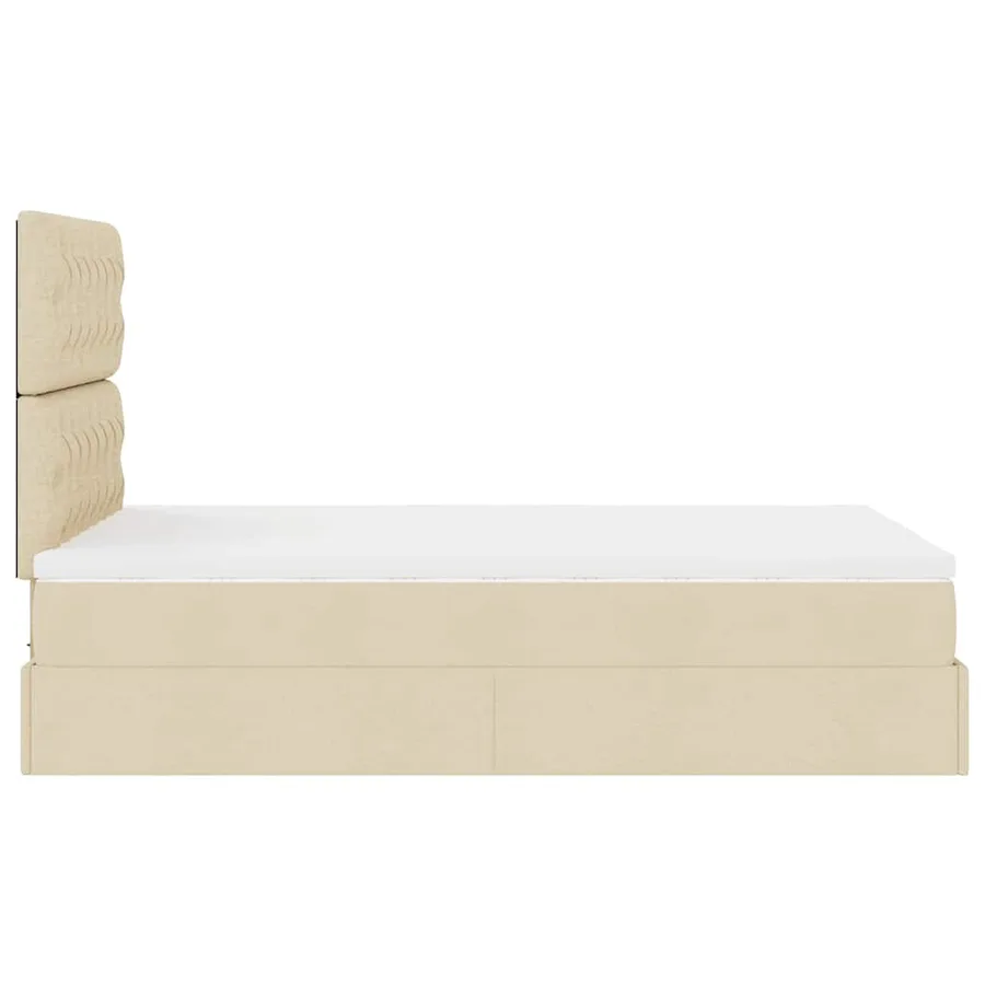 Cadre de lit ottoman avec matelas crème 120x200cm tissu - 10