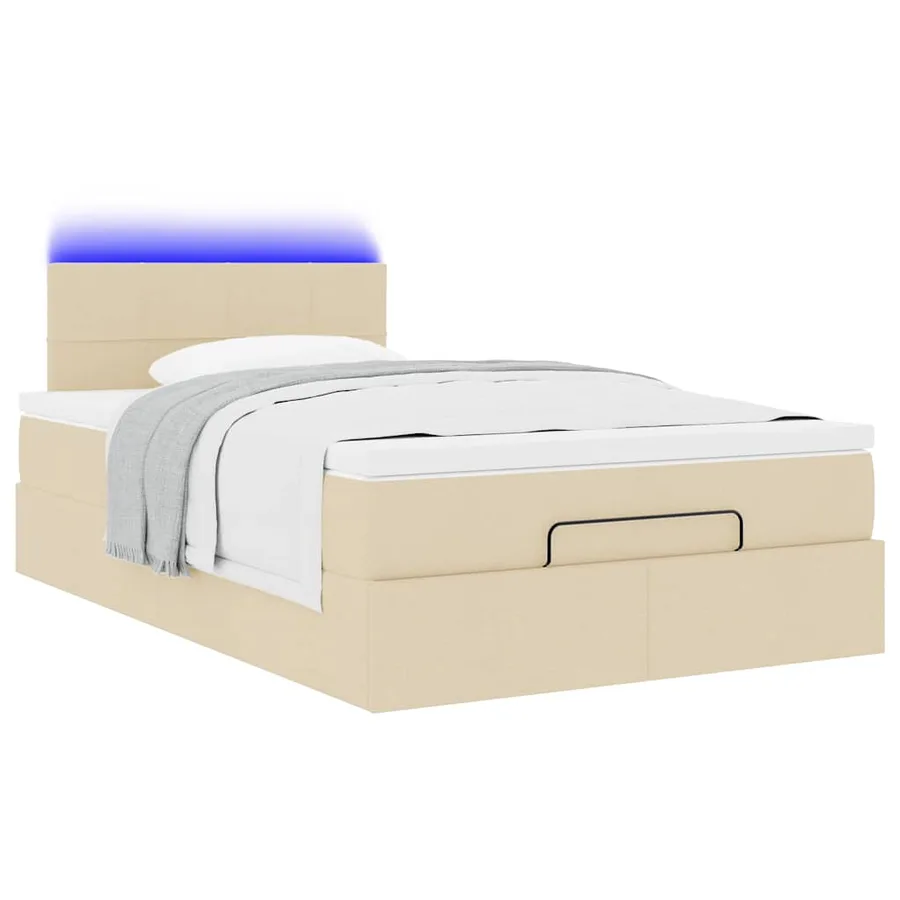 Cadre de lit ottoman avec matelas crème 120x200cm tissu - 6