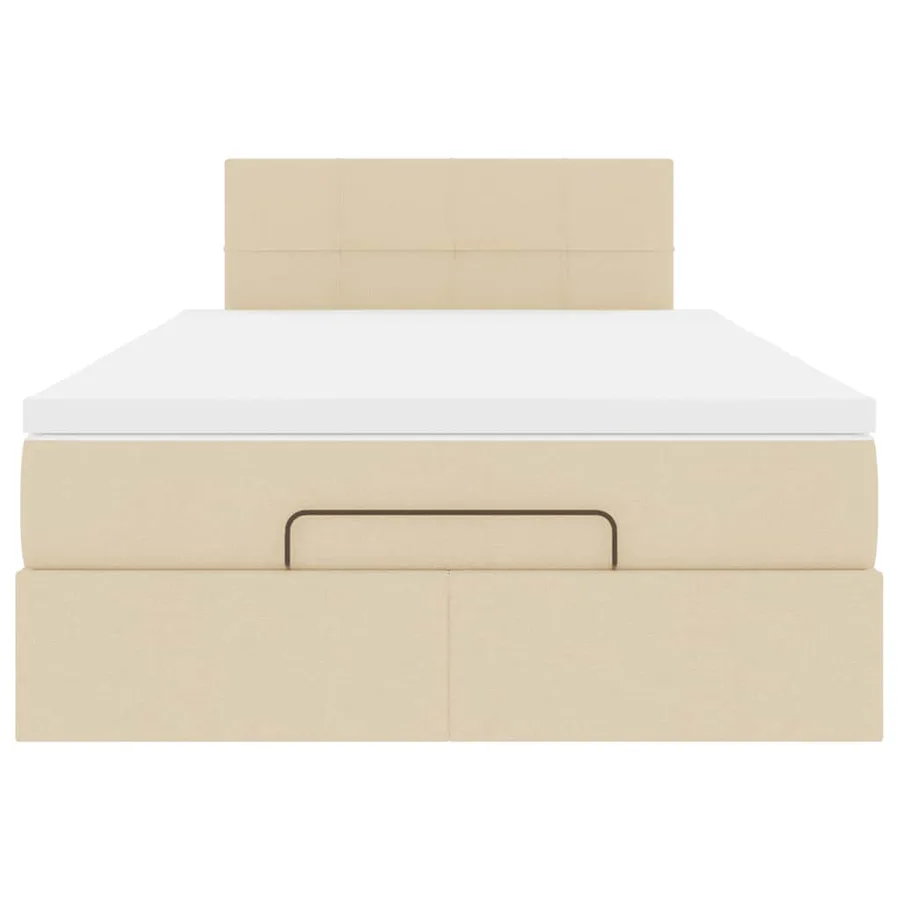 Cadre de lit ottoman avec matelas crème 120x200cm tissu - 8