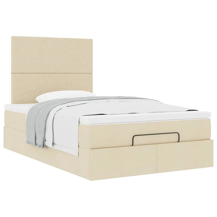 Cadre de lit ottoman avec matelas crème 120x200cm tissu - 5