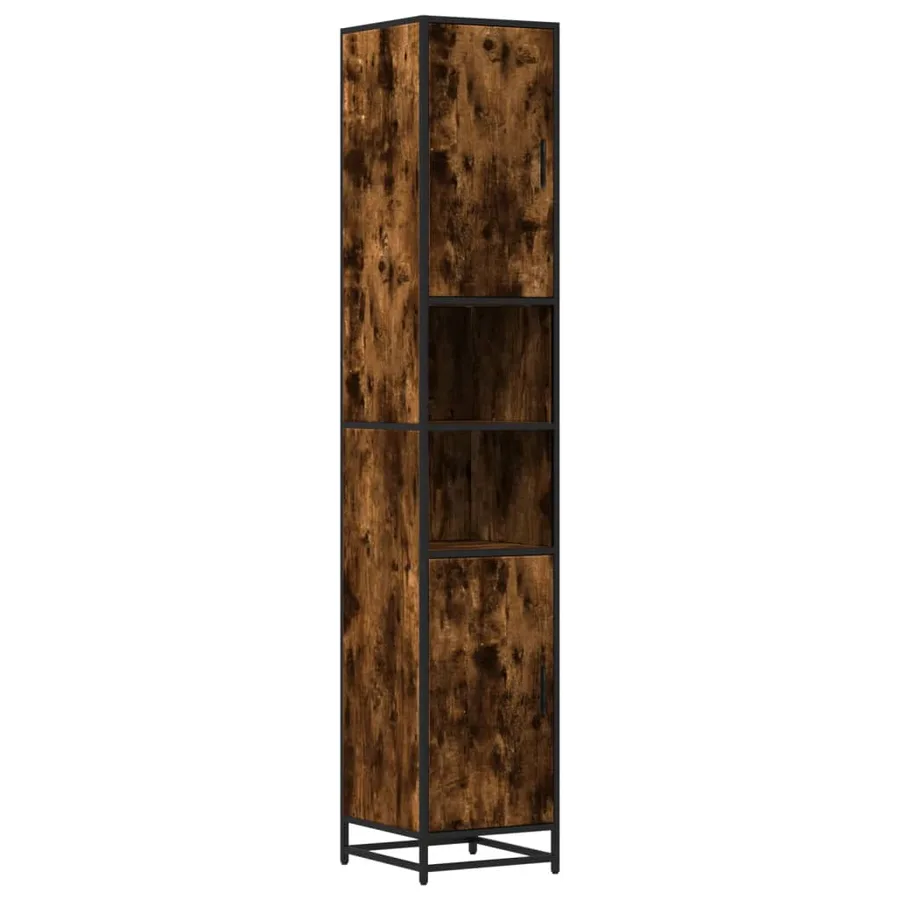 Armoire de salle de bain chêne fumé bois d'ingénierie et métal - 2