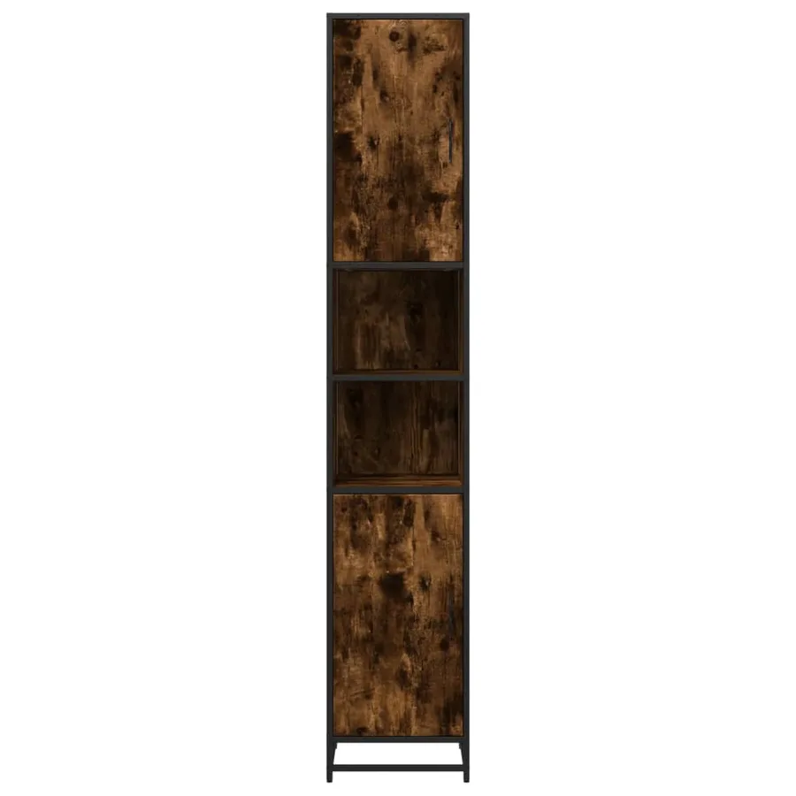 Armoire de salle de bain chêne fumé bois d'ingénierie et métal - 5