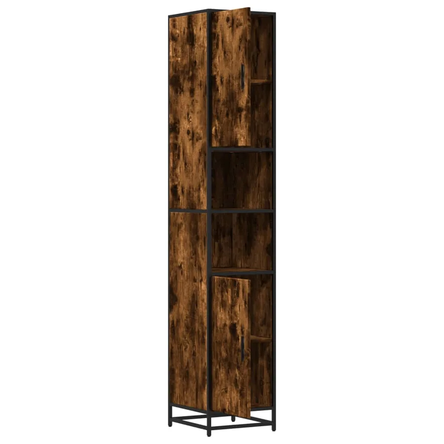 Armoire de salle de bain chêne fumé bois d'ingénierie et métal - 8