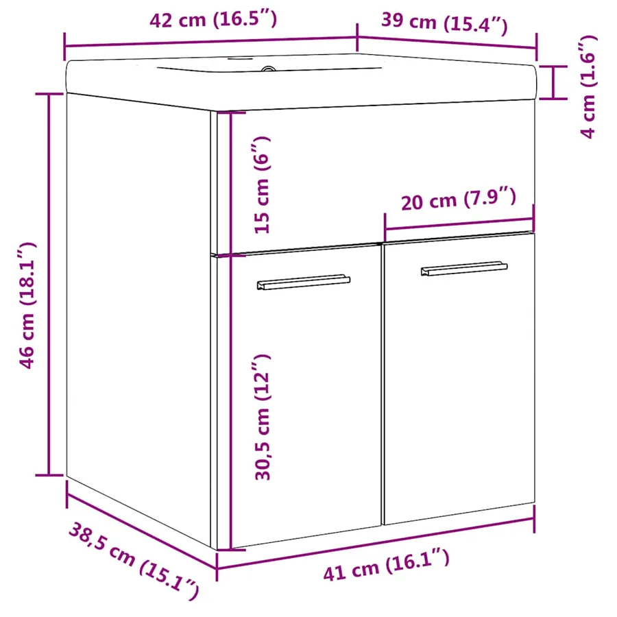 Ensemble de meubles salle de bain 2 pcs bois d'ingénierie - 11