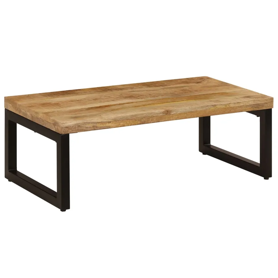 Table basse 100x50x35 cm Bois de manguier solide et acier - 14