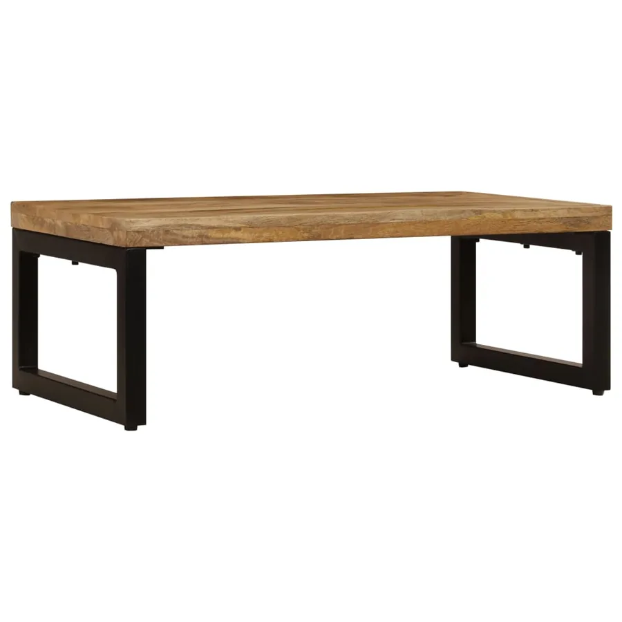 Table basse 100x50x35 cm Bois de manguier solide et acier - 2