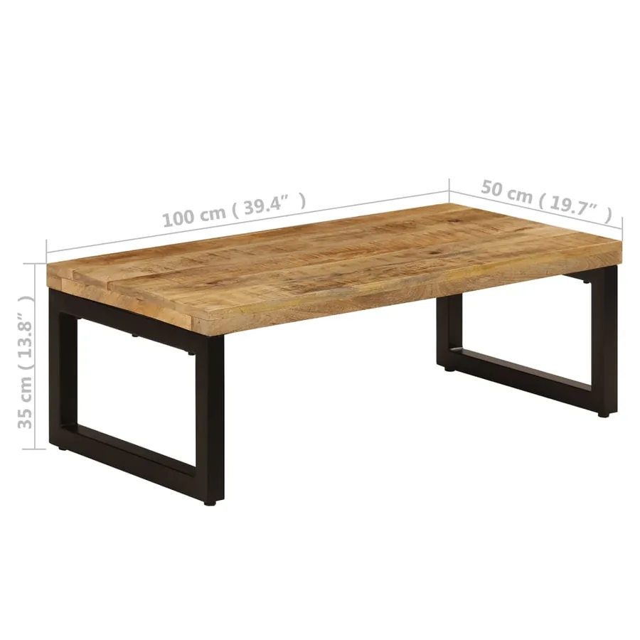 Table basse 100x50x35 cm Bois de manguier solide et acier - 9