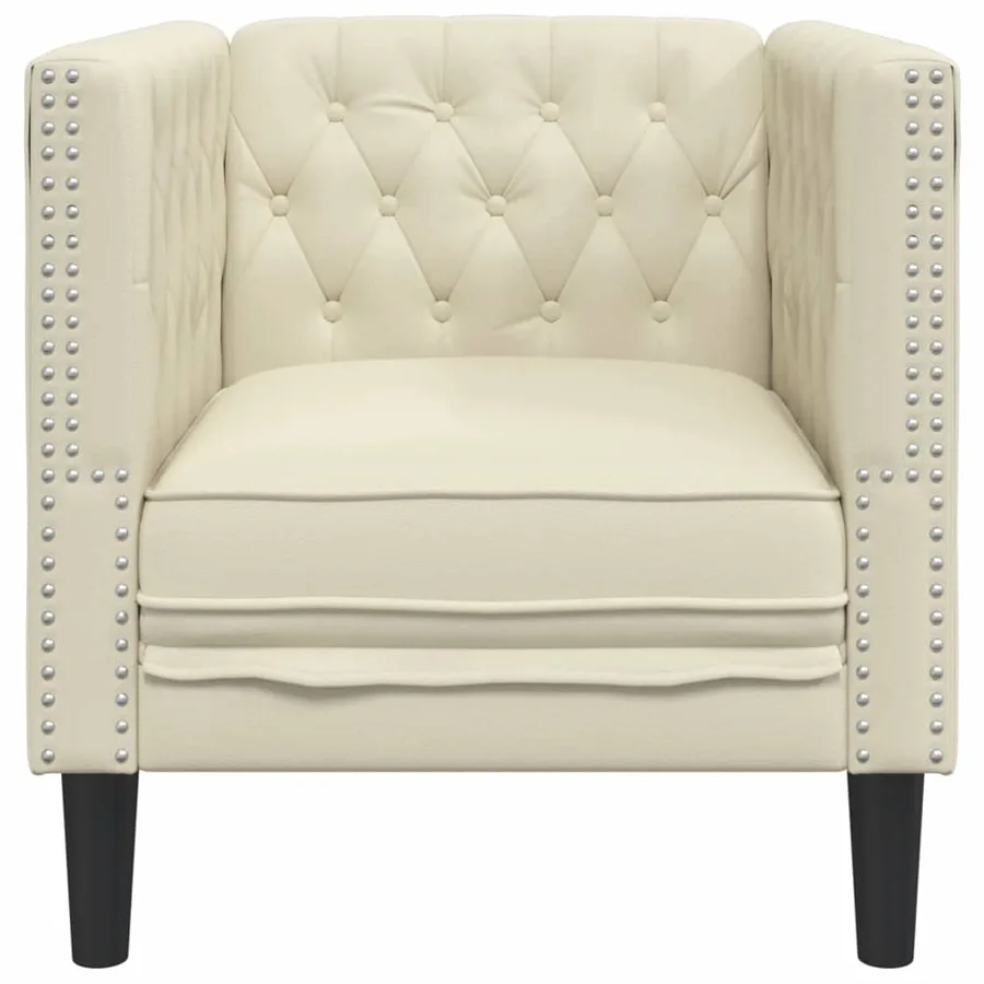Fauteuil Chesterfield crème similicuir - 4