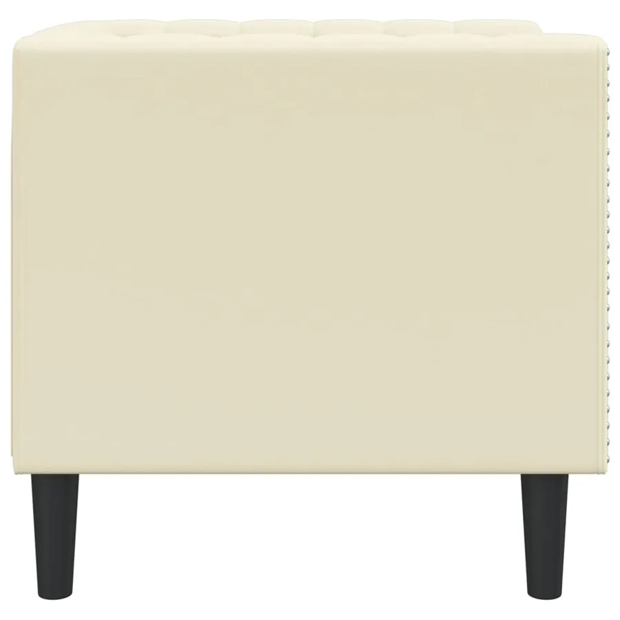 Fauteuil Chesterfield crème similicuir - 5