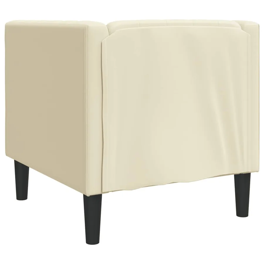 Fauteuil Chesterfield crème similicuir - 6