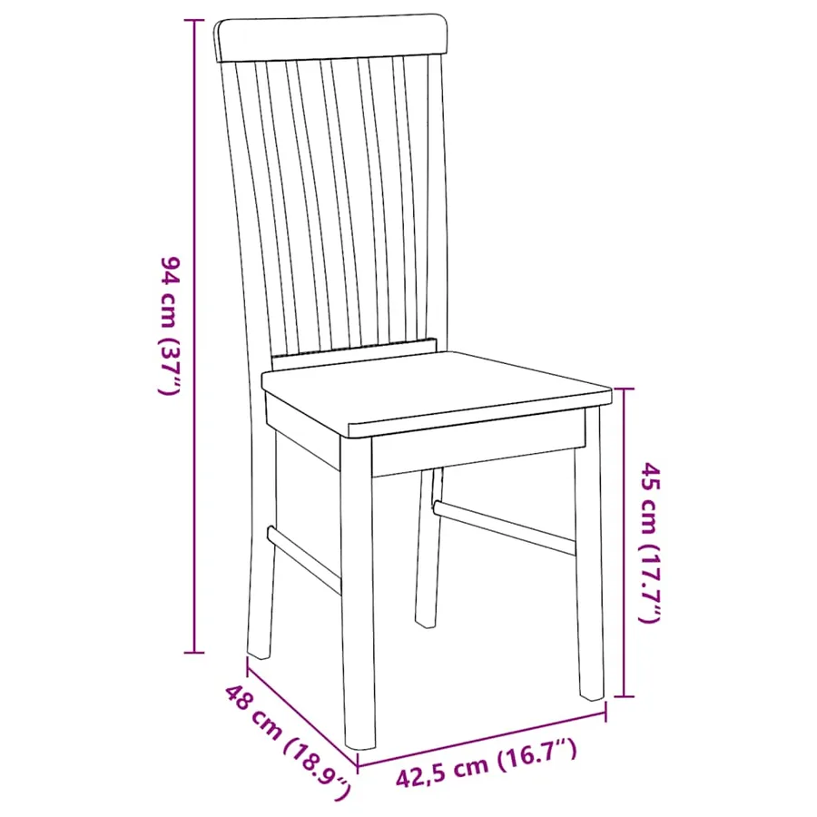 Chaises à manger 2 pcs blanc bois massif caoutchouc - 11
