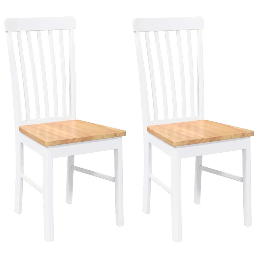 Chaises à manger 2 pcs blanc bois massif caoutchouc - 2