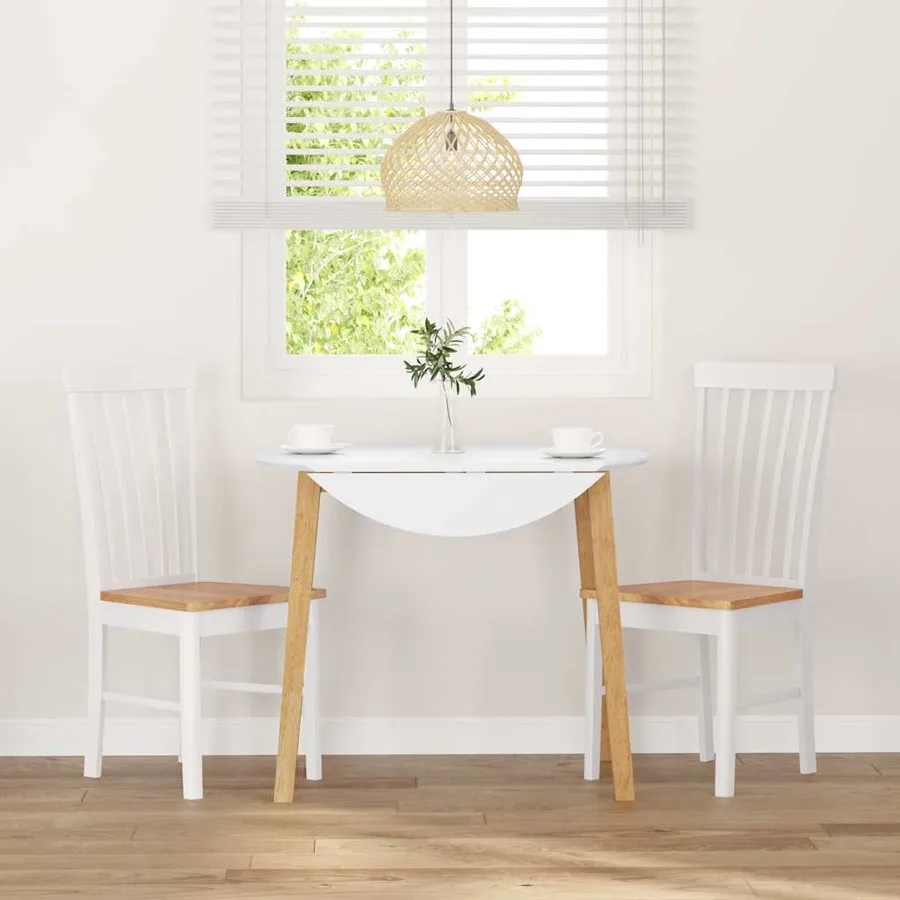 Chaises à manger 2 pcs blanc bois massif caoutchouc - 3