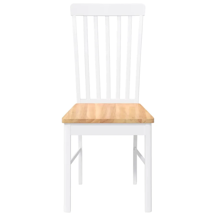 Chaises à manger 2 pcs blanc bois massif caoutchouc - 5