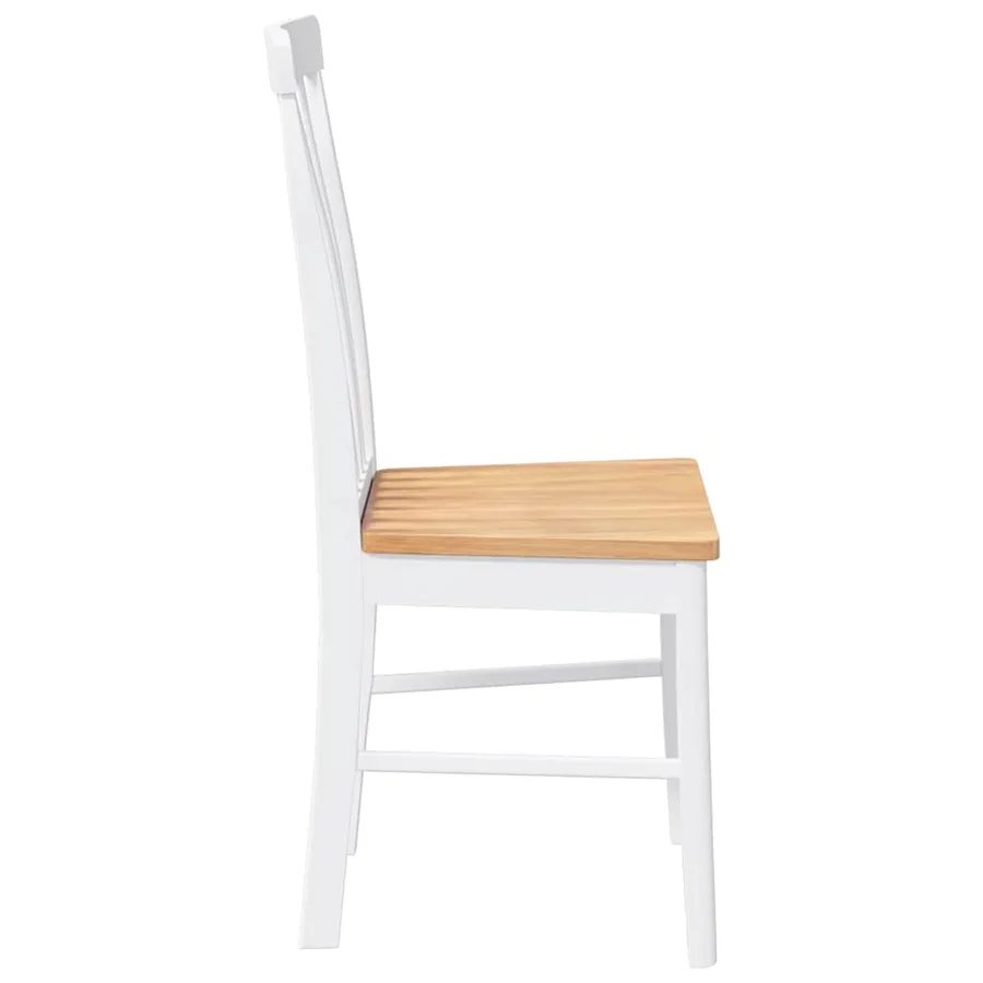 Chaises à manger 2 pcs blanc bois massif caoutchouc - 6
