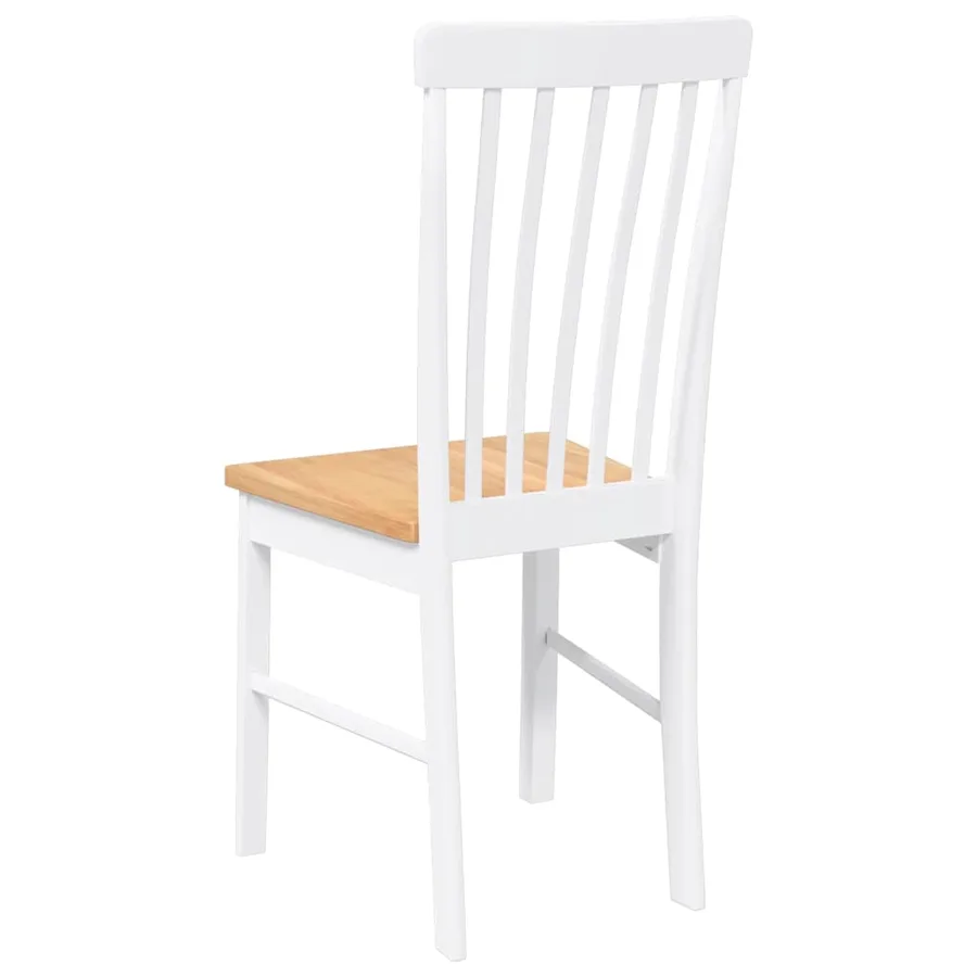 Chaises à manger 2 pcs blanc bois massif caoutchouc - 7