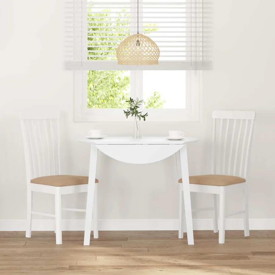 Chaises à manger coussins 2 pcs blanc bois massif caoutchouc - 3