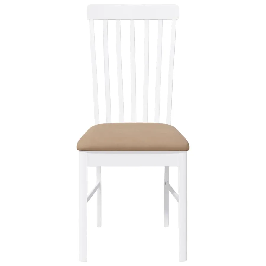 Chaises à manger coussins 2 pcs blanc bois massif caoutchouc - 5