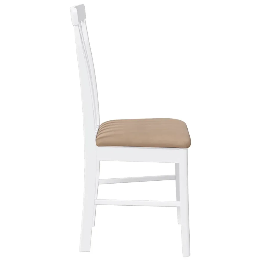 Chaises à manger coussins 2 pcs blanc bois massif caoutchouc - 6