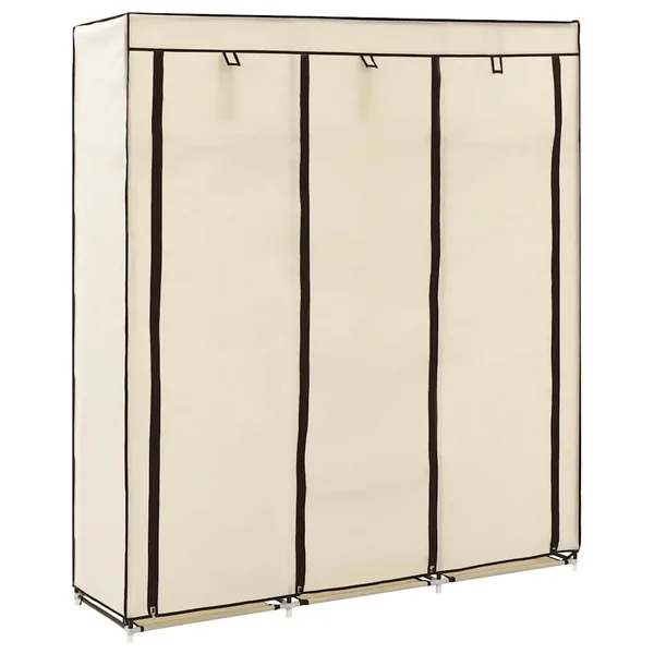 Armoire avec compartiments et barres Crème 150x45x175 cm Tissu