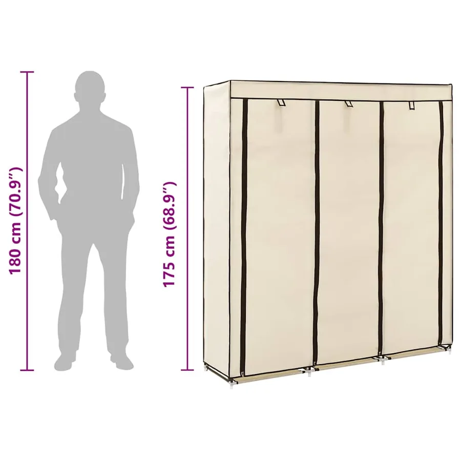 Armoire avec compartiments et barres Crème 150x45x175 cm Tissu - 11