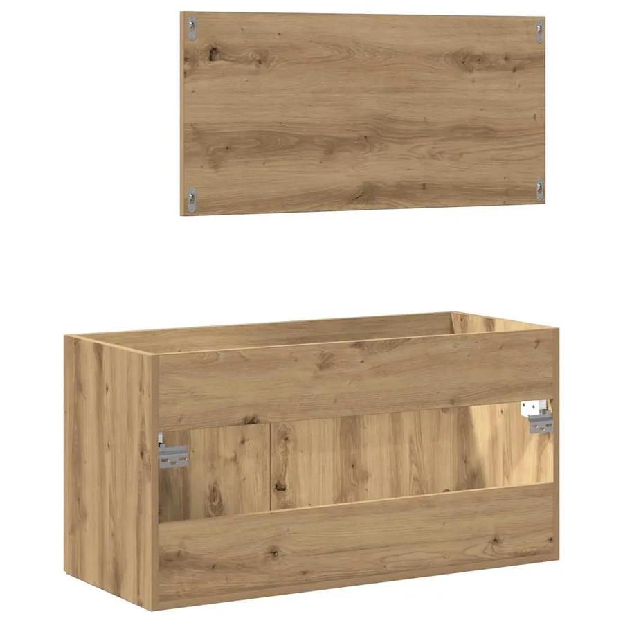 Armoire de salle de bain avec miroir chêne artisanal - 6
