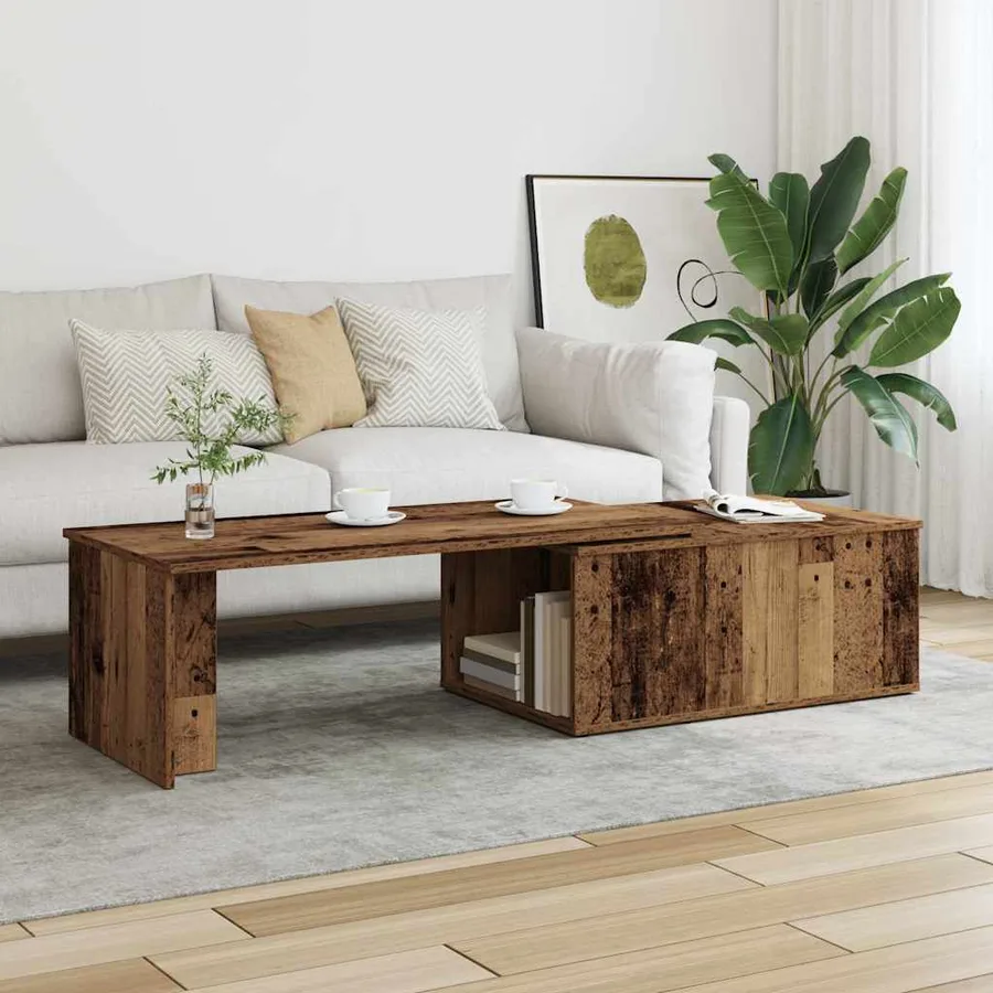 Table basse vieux bois 150x50x35 cm bois d'ingénierie - 3