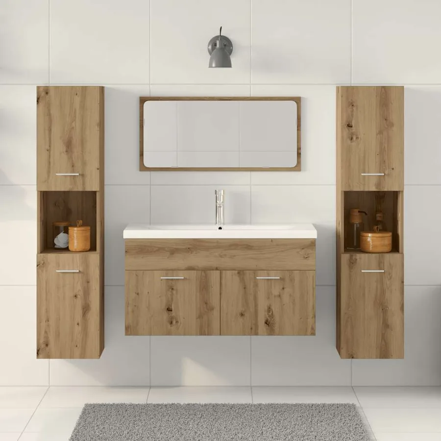 Ensemble de meubles salle de bain 4 pcs bois d'ingénierie - 3