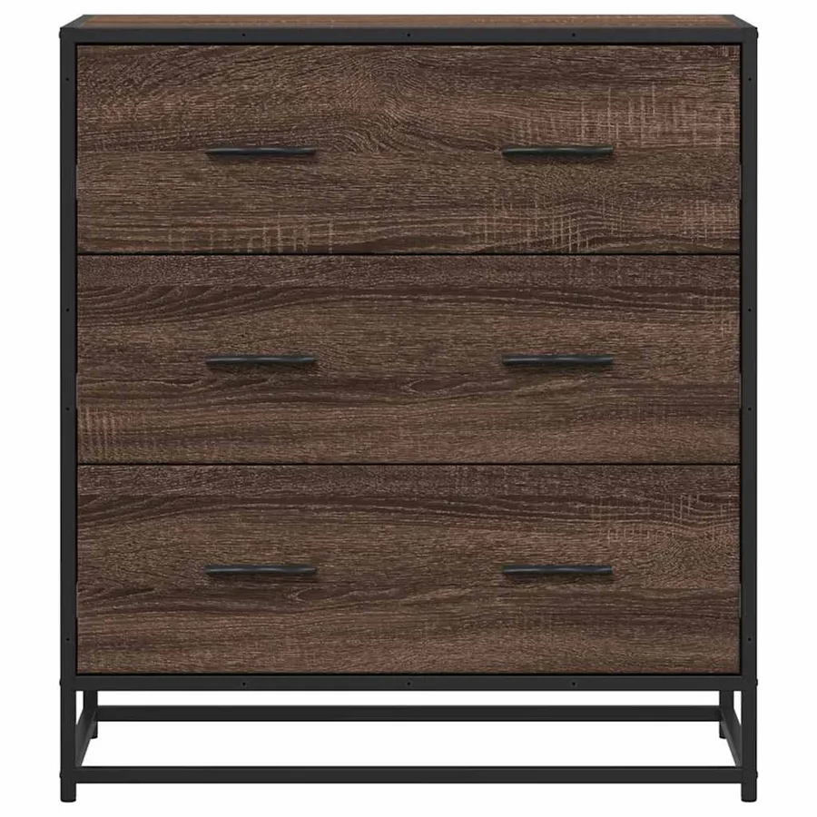 Buffet chêne marron 68x35x76 cm bois d'ingénierie et métal - 4