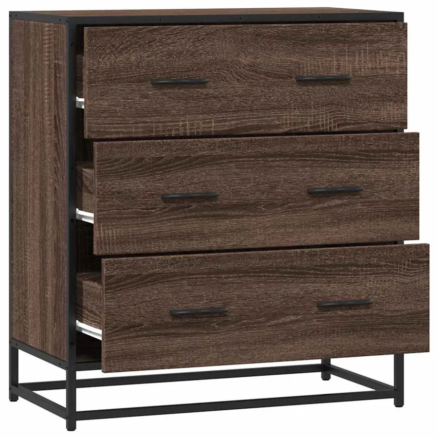 Buffet chêne marron 68x35x76 cm bois d'ingénierie et métal - 7
