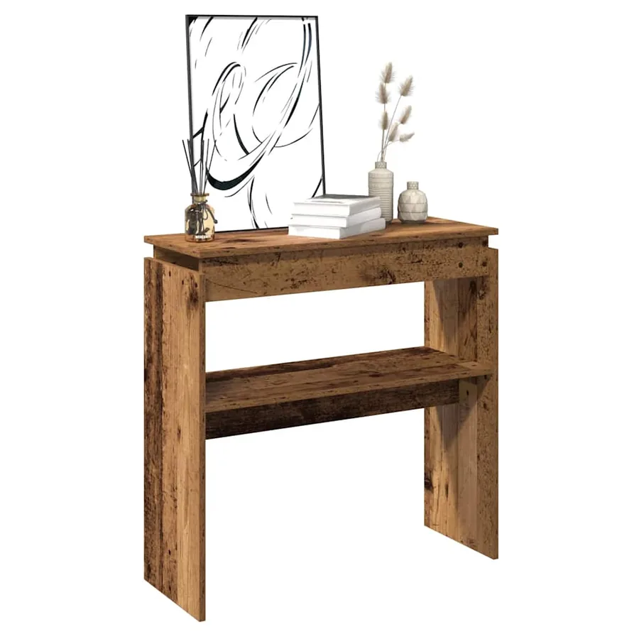 Table console vieux bois 102x30x80 cm bois d'ingénierie