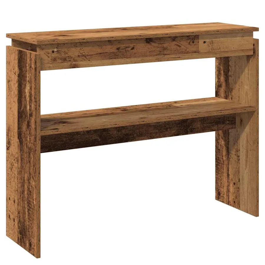 Table console vieux bois 102x30x80 cm bois d'ingénierie - 2