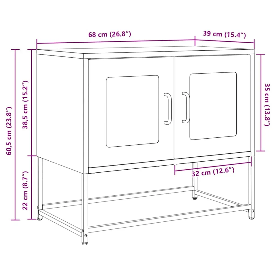 Meuble TV vert olive 68x39x60,5 cm acier laminé à froid - 13