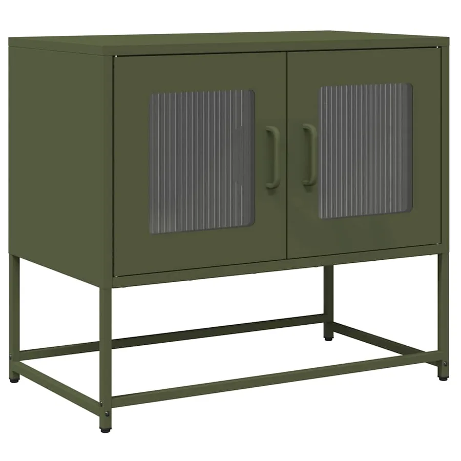 Meuble TV vert olive 68x39x60,5 cm acier laminé à froid - 2