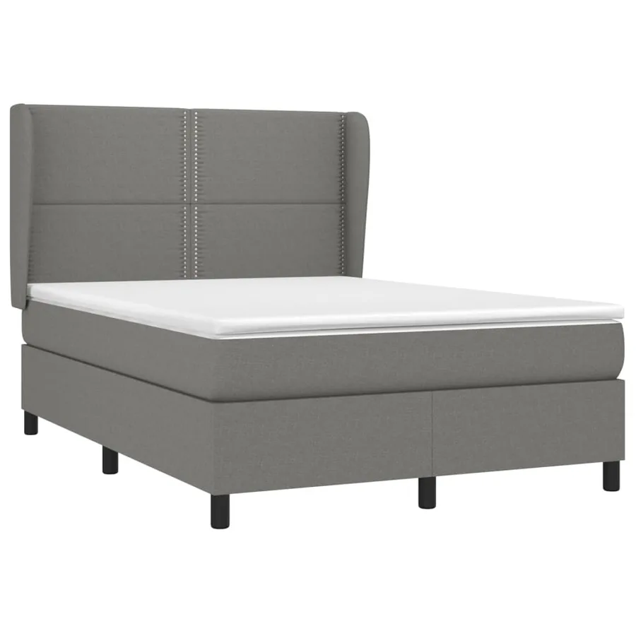 Sommier à lattes de lit avec matelas Gris foncé 140x190cm Tissu - 3