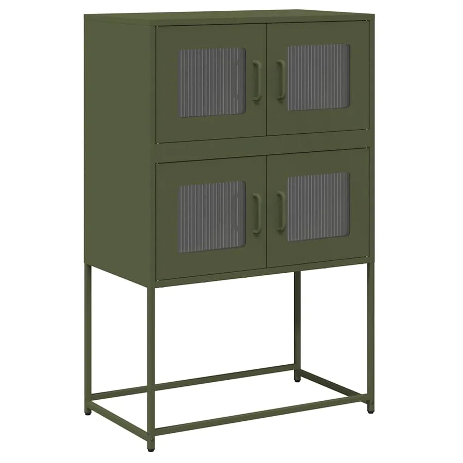 Buffet haut vert olive 68x39x107 cm acier - 2