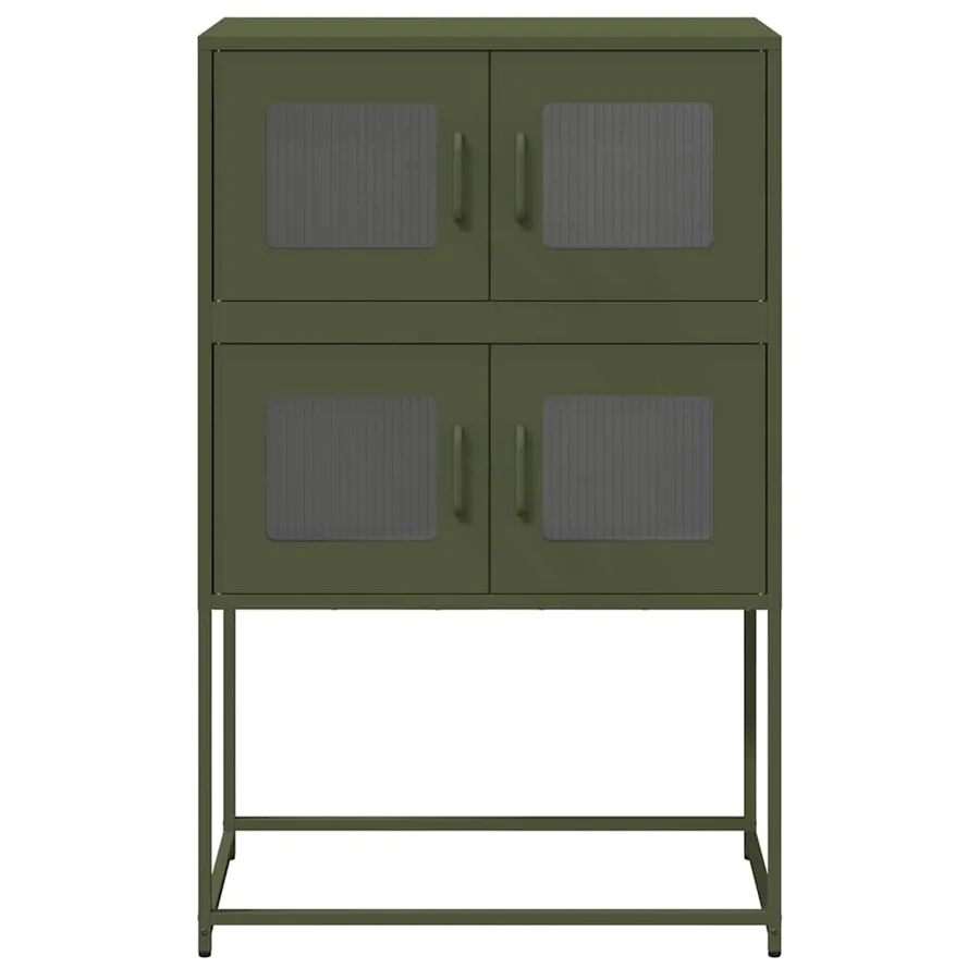 Buffet haut vert olive 68x39x107 cm acier - 5