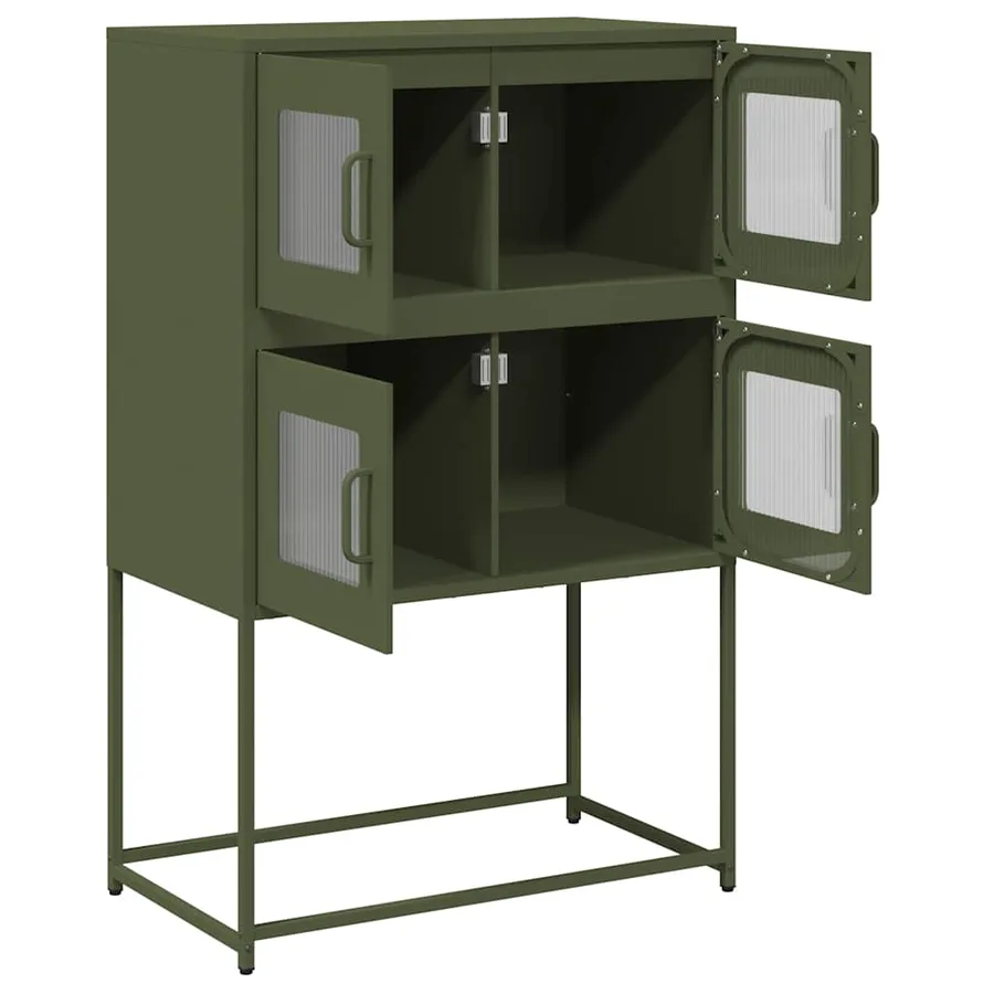 Buffet haut vert olive 68x39x107 cm acier - 6