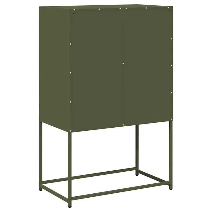 Buffet haut vert olive 68x39x107 cm acier - 8