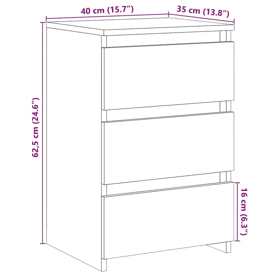 Table de chevet vieux bois 40x35x62,5 cm bois d'ingénierie - 11