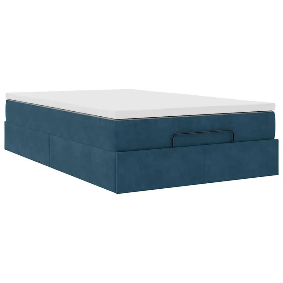 Cadre de lit ottoman avec matelas bleu foncé 120x200 cm velours - 5